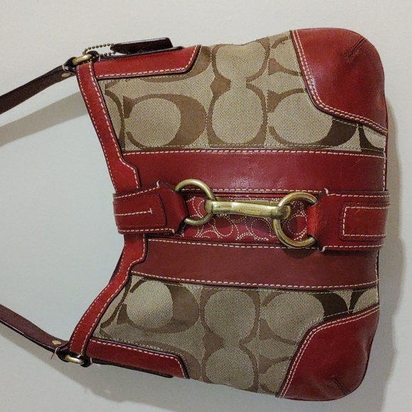 Vintage Coach Y2K Hampton Signature C Hobo – Rare Red Leather Shoulder Bag - Picture 2 of 16